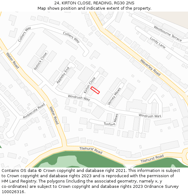 24, KIRTON CLOSE, READING, RG30 2NS: Location map and indicative extent of plot