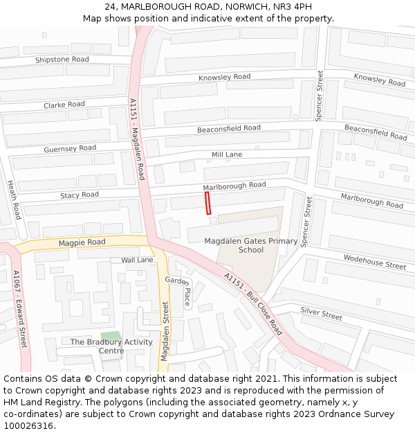24, MARLBOROUGH ROAD, NORWICH, NR3 4PH: Location map and indicative extent of plot