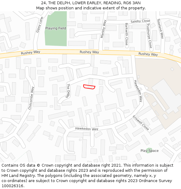 24, THE DELPH, LOWER EARLEY, READING, RG6 3AN: Location map and indicative extent of plot