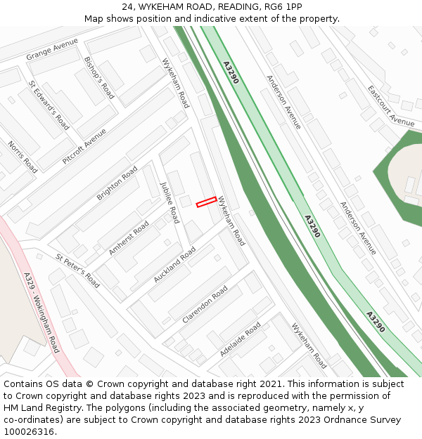 24, WYKEHAM ROAD, READING, RG6 1PP: Location map and indicative extent of plot