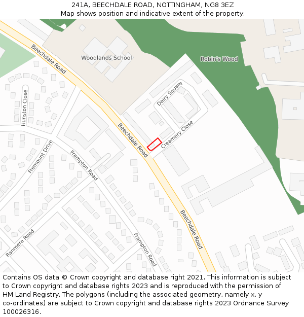 241A, BEECHDALE ROAD, NOTTINGHAM, NG8 3EZ: Location map and indicative extent of plot
