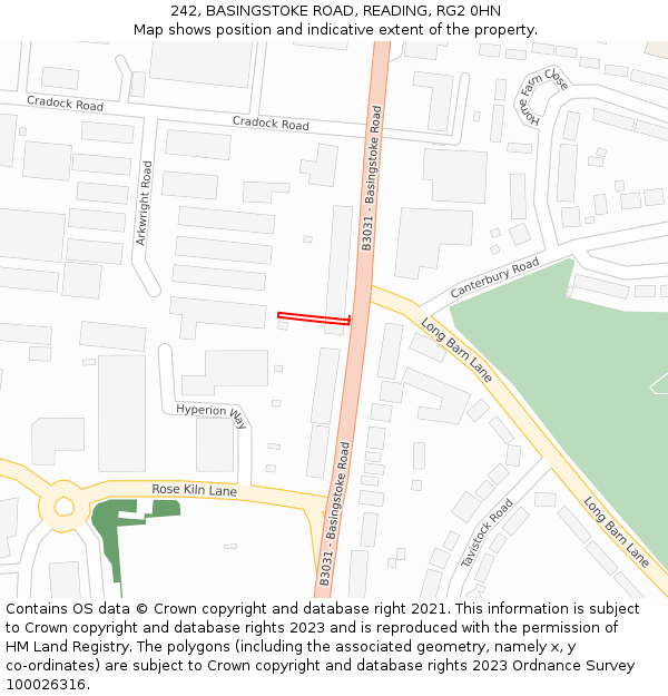 242, BASINGSTOKE ROAD, READING, RG2 0HN: Location map and indicative extent of plot