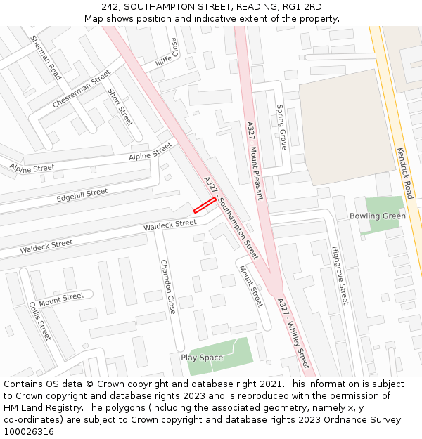 242, SOUTHAMPTON STREET, READING, RG1 2RD: Location map and indicative extent of plot