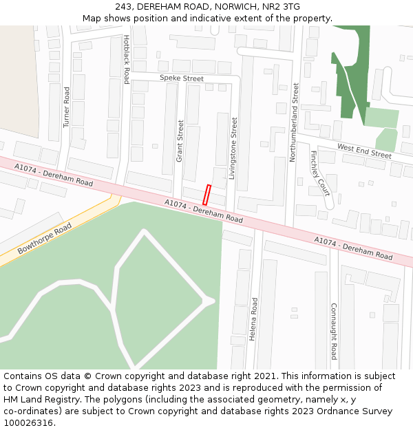 243, DEREHAM ROAD, NORWICH, NR2 3TG: Location map and indicative extent of plot
