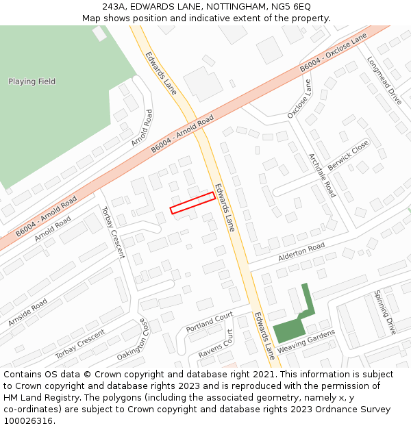243A, EDWARDS LANE, NOTTINGHAM, NG5 6EQ: Location map and indicative extent of plot