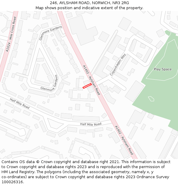 246, AYLSHAM ROAD, NORWICH, NR3 2RG: Location map and indicative extent of plot