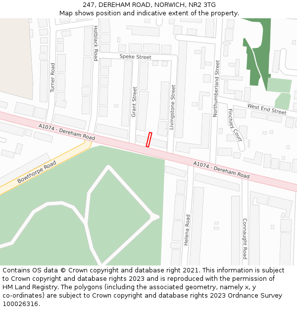 247, DEREHAM ROAD, NORWICH, NR2 3TG: Location map and indicative extent of plot