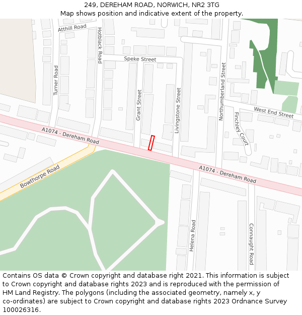 249, DEREHAM ROAD, NORWICH, NR2 3TG: Location map and indicative extent of plot