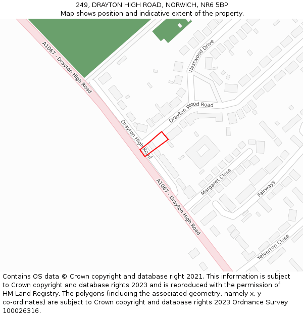 249, DRAYTON HIGH ROAD, NORWICH, NR6 5BP: Location map and indicative extent of plot