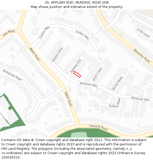 25, APPLEBY END, READING, RG30 2NR: Location map and indicative extent of plot