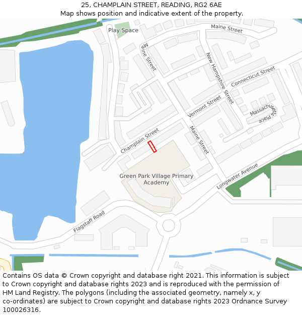 25, CHAMPLAIN STREET, READING, RG2 6AE: Location map and indicative extent of plot