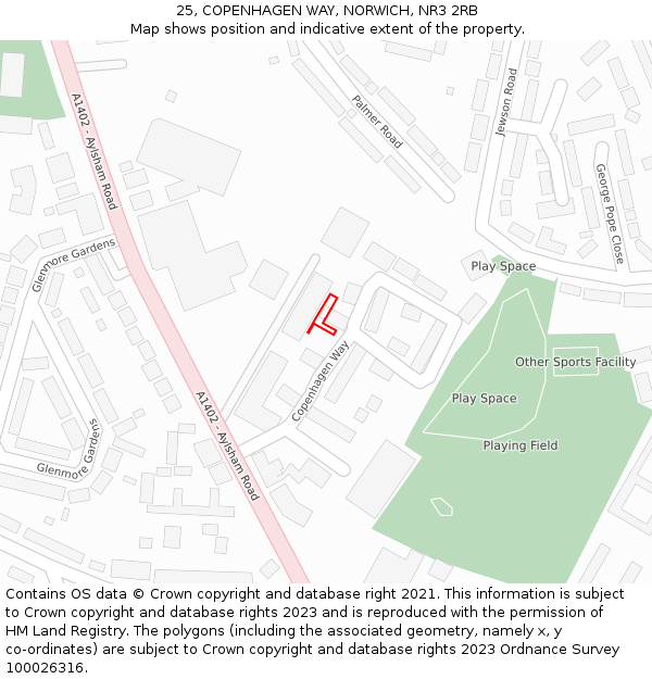 25, COPENHAGEN WAY, NORWICH, NR3 2RB: Location map and indicative extent of plot