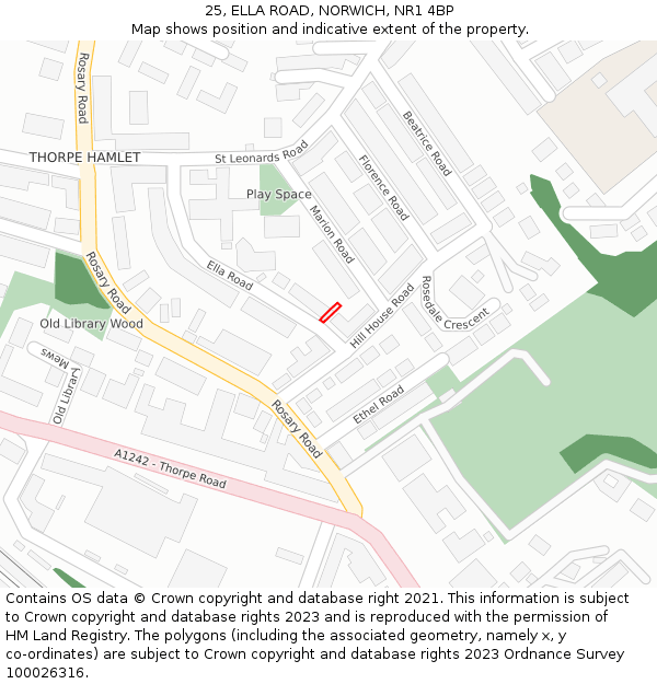 25, ELLA ROAD, NORWICH, NR1 4BP: Location map and indicative extent of plot