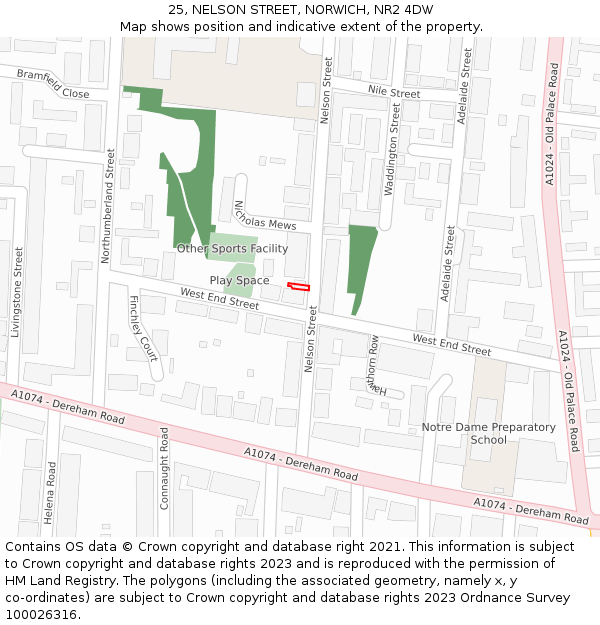 25, NELSON STREET, NORWICH, NR2 4DW: Location map and indicative extent of plot