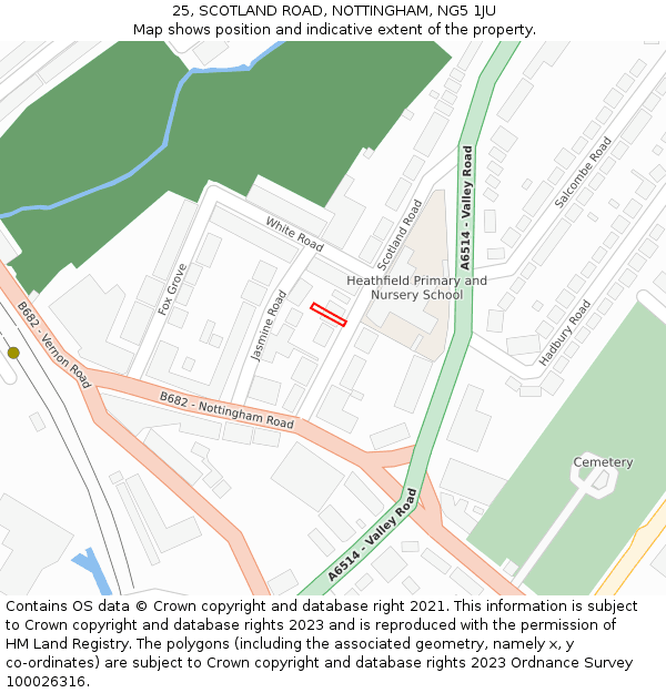 25, SCOTLAND ROAD, NOTTINGHAM, NG5 1JU: Location map and indicative extent of plot