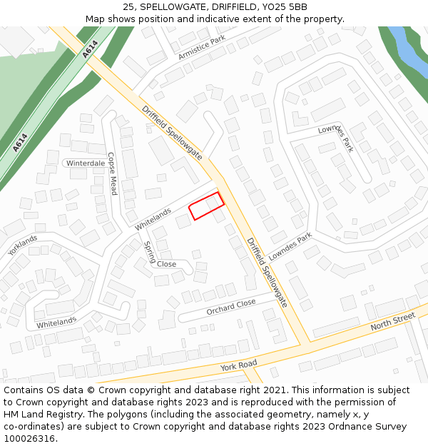25, SPELLOWGATE, DRIFFIELD, YO25 5BB: Location map and indicative extent of plot