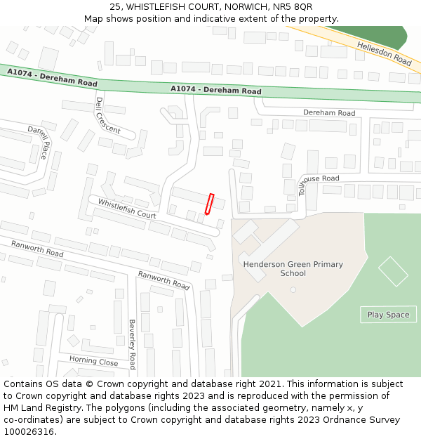 25, WHISTLEFISH COURT, NORWICH, NR5 8QR: Location map and indicative extent of plot