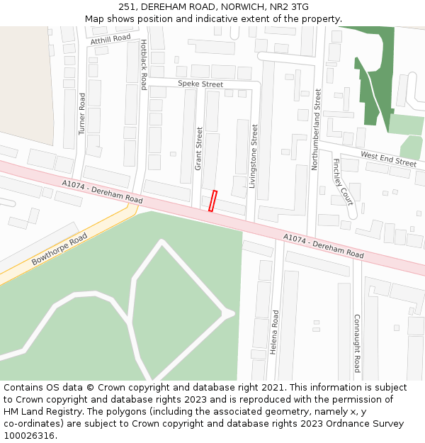 251, DEREHAM ROAD, NORWICH, NR2 3TG: Location map and indicative extent of plot