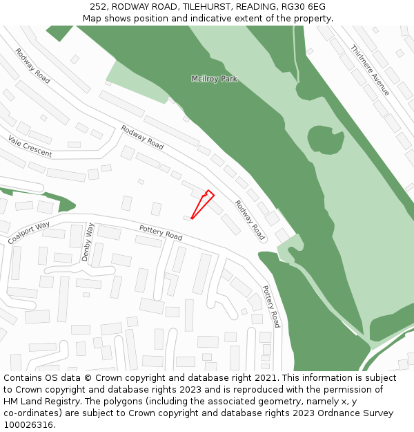 252, RODWAY ROAD, TILEHURST, READING, RG30 6EG: Location map and indicative extent of plot