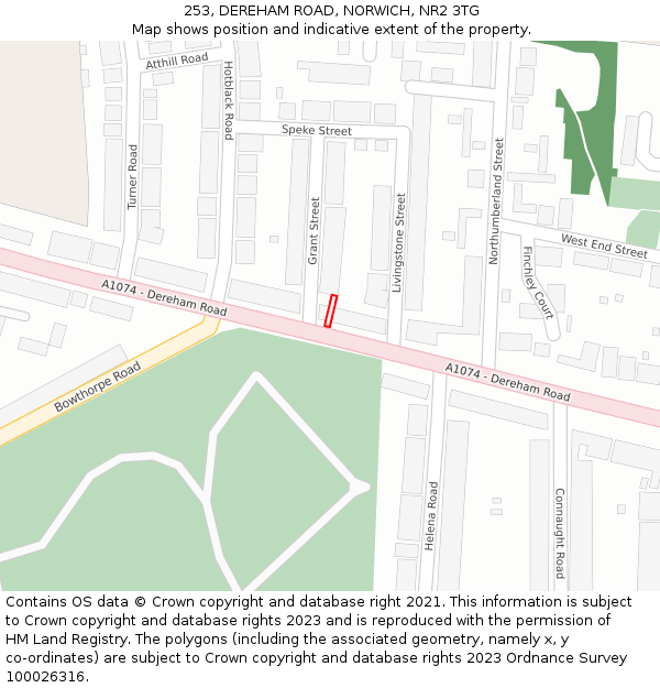 253, DEREHAM ROAD, NORWICH, NR2 3TG: Location map and indicative extent of plot