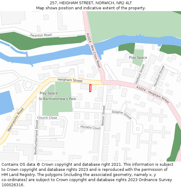 257, HEIGHAM STREET, NORWICH, NR2 4LT: Location map and indicative extent of plot