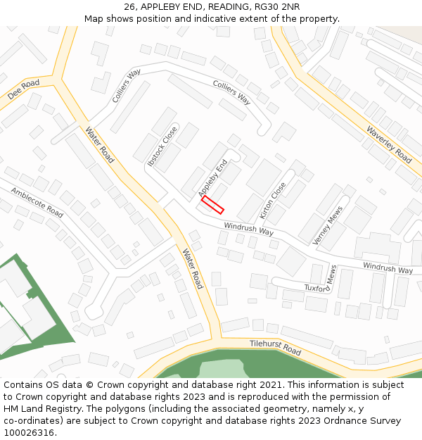 26, APPLEBY END, READING, RG30 2NR: Location map and indicative extent of plot