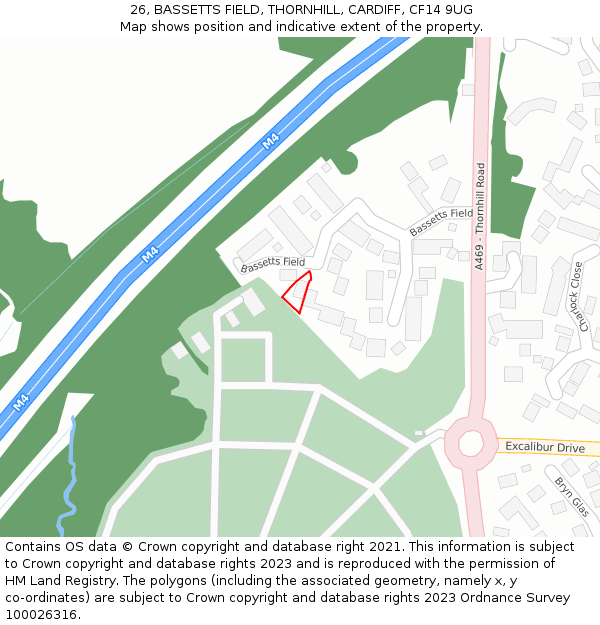26, BASSETTS FIELD, THORNHILL, CARDIFF, CF14 9UG: Location map and indicative extent of plot
