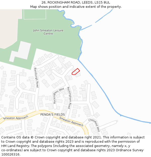 26, ROCKINGHAM ROAD, LEEDS, LS15 8UL: Location map and indicative extent of plot