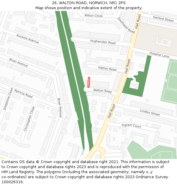 26, WALTON ROAD, NORWICH, NR1 2PS: Location map and indicative extent of plot