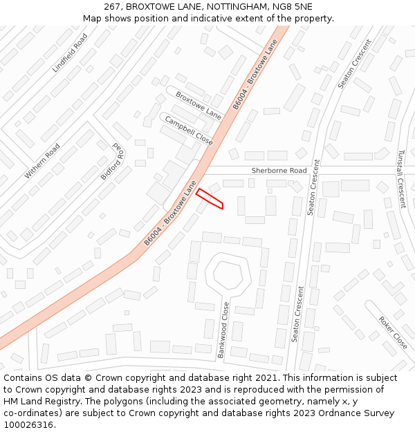267, BROXTOWE LANE, NOTTINGHAM, NG8 5NE: Location map and indicative extent of plot