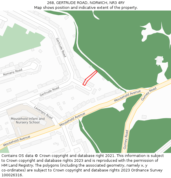 268, GERTRUDE ROAD, NORWICH, NR3 4RY: Location map and indicative extent of plot