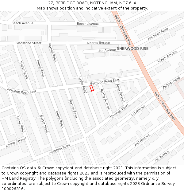 27, BERRIDGE ROAD, NOTTINGHAM, NG7 6LX: Location map and indicative extent of plot