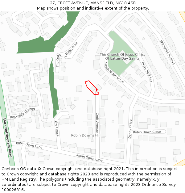 27, CROFT AVENUE, MANSFIELD, NG18 4SR: Location map and indicative extent of plot