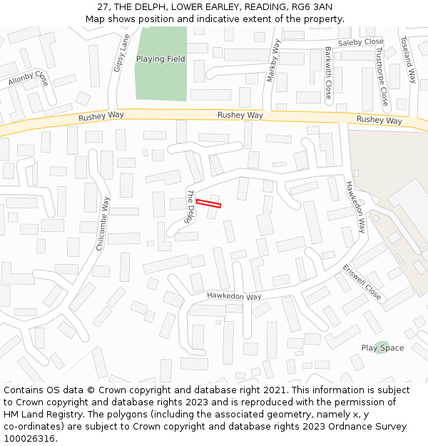 27, THE DELPH, LOWER EARLEY, READING, RG6 3AN: Location map and indicative extent of plot
