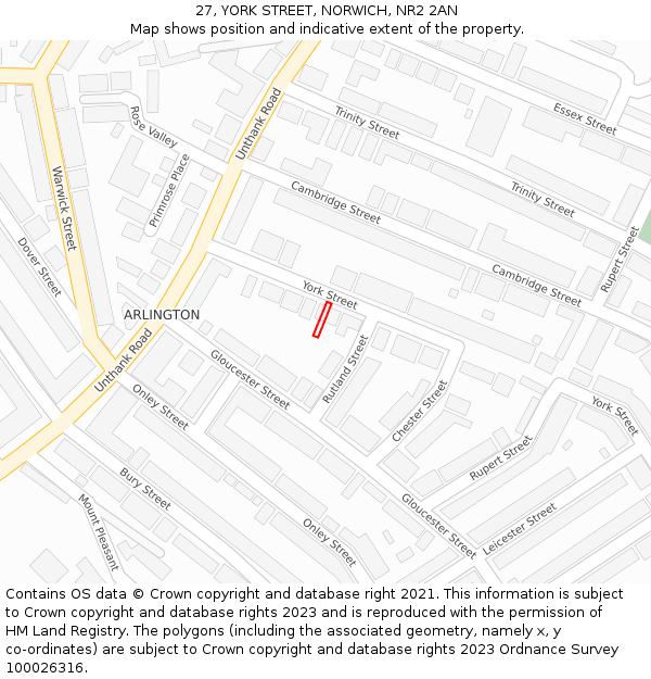 27, YORK STREET, NORWICH, NR2 2AN: Location map and indicative extent of plot