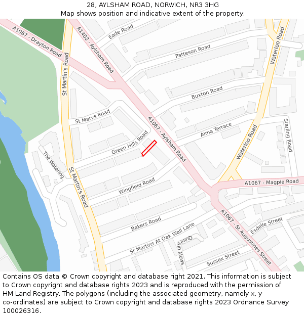 28, AYLSHAM ROAD, NORWICH, NR3 3HG: Location map and indicative extent of plot