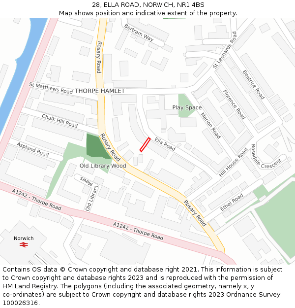28, ELLA ROAD, NORWICH, NR1 4BS: Location map and indicative extent of plot