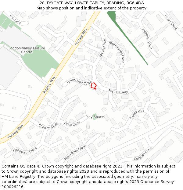 28, FAYGATE WAY, LOWER EARLEY, READING, RG6 4DA: Location map and indicative extent of plot