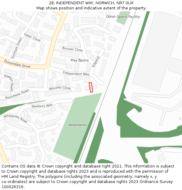 28, INDEPENDENT WAY, NORWICH, NR7 0UX: Location map and indicative extent of plot