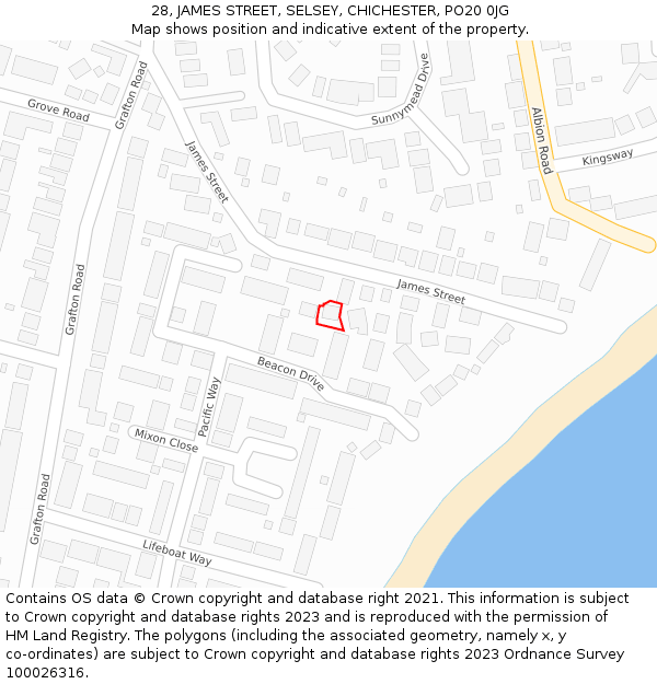 28, JAMES STREET, SELSEY, CHICHESTER, PO20 0JG: Location map and indicative extent of plot