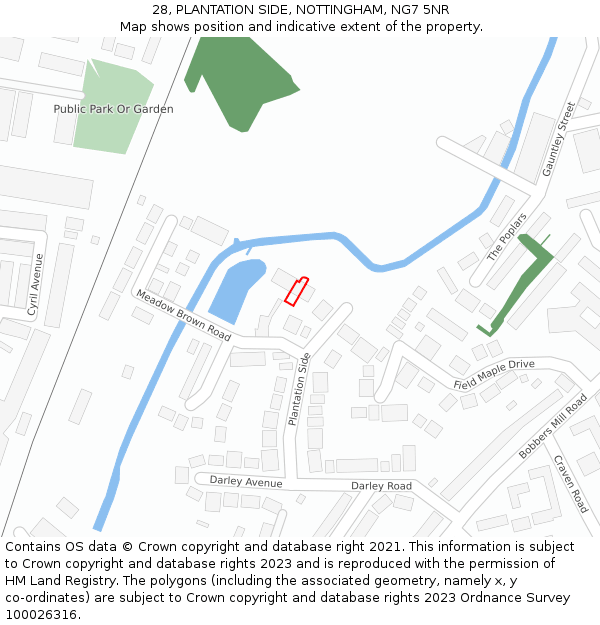 28, PLANTATION SIDE, NOTTINGHAM, NG7 5NR: Location map and indicative extent of plot