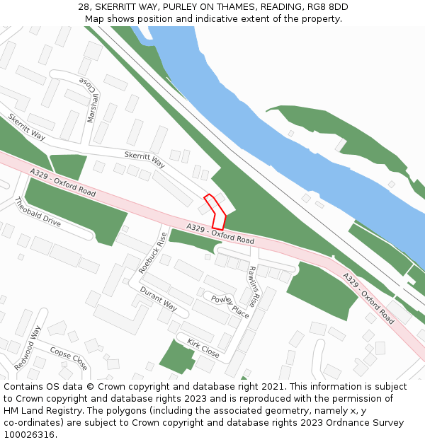 28, SKERRITT WAY, PURLEY ON THAMES, READING, RG8 8DD: Location map and indicative extent of plot