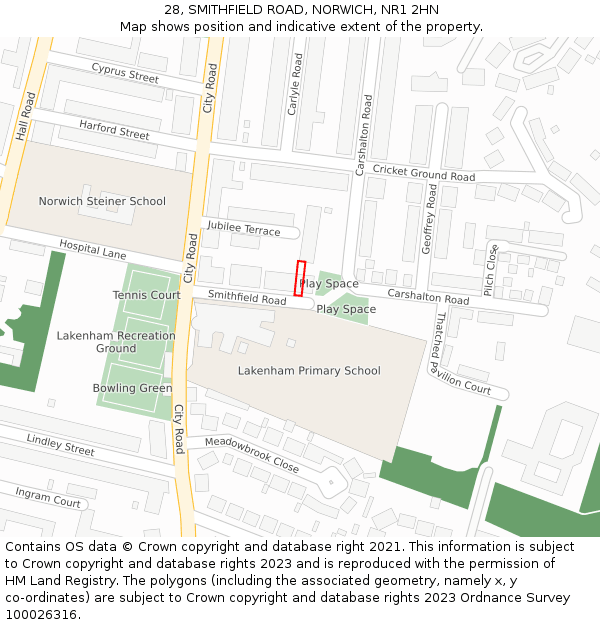 28, SMITHFIELD ROAD, NORWICH, NR1 2HN: Location map and indicative extent of plot