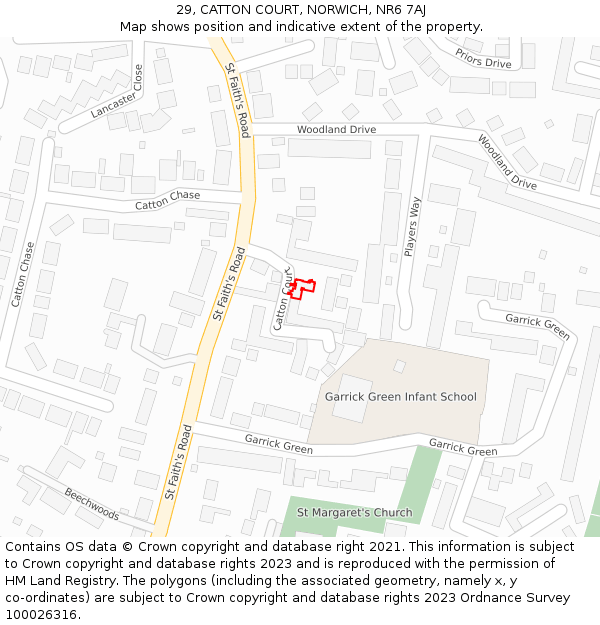 29, CATTON COURT, NORWICH, NR6 7AJ: Location map and indicative extent of plot