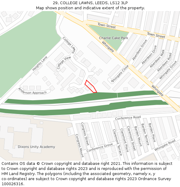 29, COLLEGE LAWNS, LEEDS, LS12 3LP: Location map and indicative extent of plot