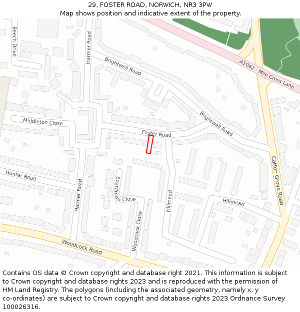 29, FOSTER ROAD, NORWICH, NR3 3PW: Location map and indicative extent of plot