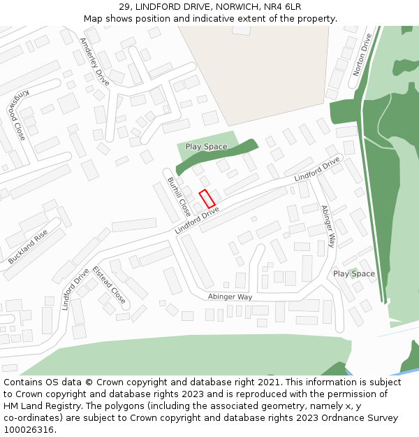 29, LINDFORD DRIVE, NORWICH, NR4 6LR: Location map and indicative extent of plot