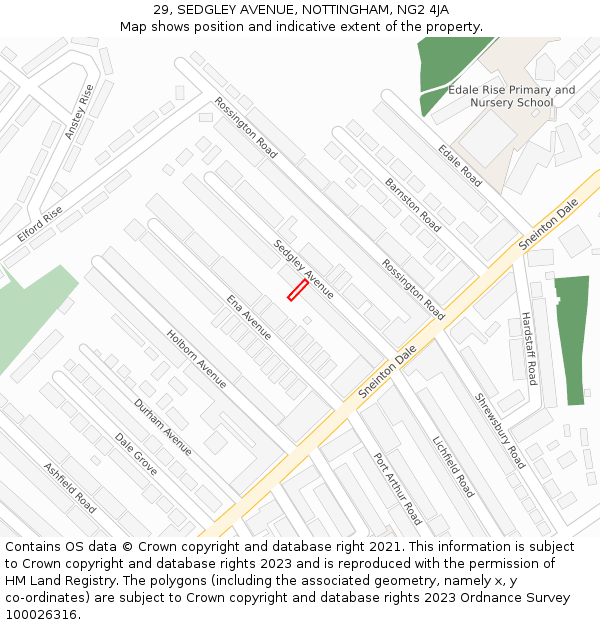 29, SEDGLEY AVENUE, NOTTINGHAM, NG2 4JA: Location map and indicative extent of plot