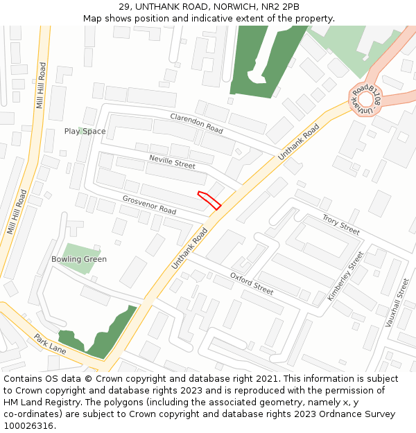 29, UNTHANK ROAD, NORWICH, NR2 2PB: Location map and indicative extent of plot