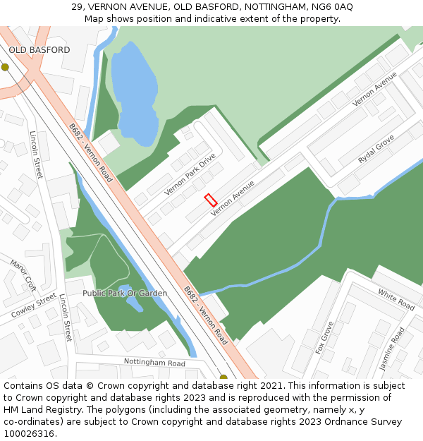 29, VERNON AVENUE, OLD BASFORD, NOTTINGHAM, NG6 0AQ: Location map and indicative extent of plot
